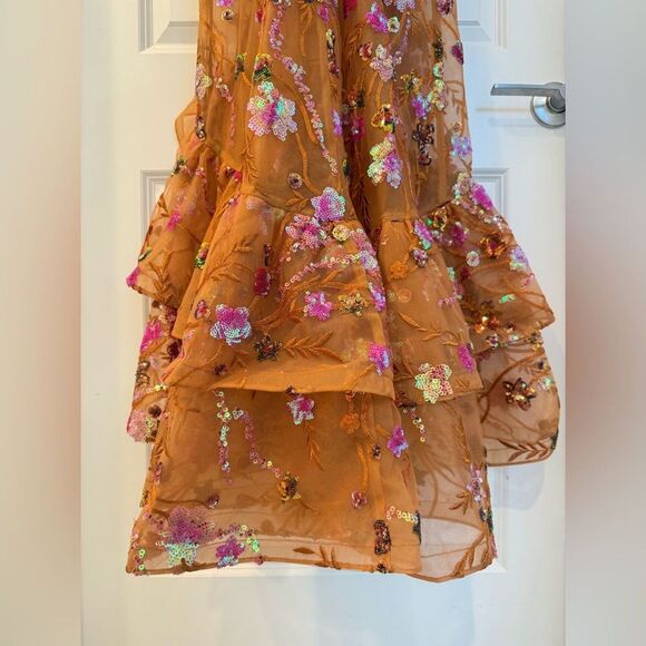 Bronx and Banco Sicilia Sequined Maxi Dress in coral multi, size S - Picture 14 of 16